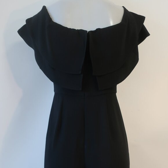 Women Intermix Mae Black Crepe Ruffled Off-The Shoulder Jumpsuit 2 - Picture 9 of 16